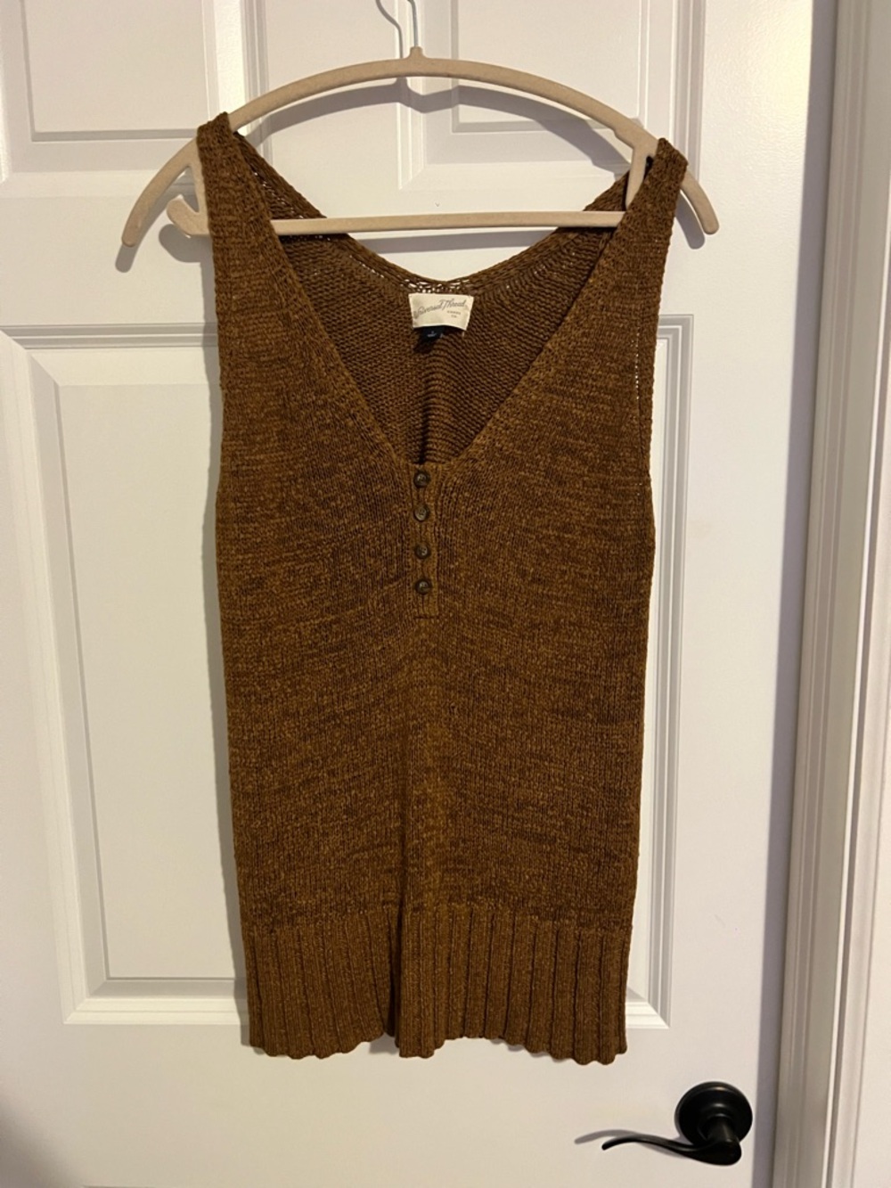 Universal Thread Brown Knit V-Neck Tunic Tank Top